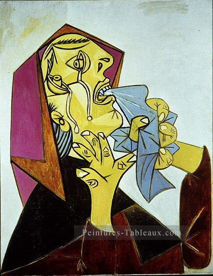 La Femme qui pleure avec mouchoir III 1937 cubisme Pablo Picasso Peintures à l'huile